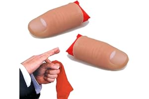 GAMMAEON 2Pcs Fake Thumb Tips, Disappearing Trick Fake Fingers, Magic Props Prank Toy, Stage Show Close Up Vanish Appearing Finger Trick With Red Silk Training Cloth