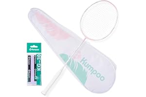 KUMPOO Professional Carbon Fiber Badminton Racket Set with Grip & Bag, 5U Lightweight Pro Badminton Racket for Beginner Outdoor Training
