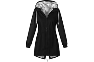 CSKJ Regenjacke Damen Wasserdicht Atmungsaktiv Softshelljacke Lang Übergangsjacke Einfarbige Outdoor Regenmantel mit Kapuze Funktionsjacke Leichte Gefüttert Windbreaker Große Größen Regenparka S-5XL