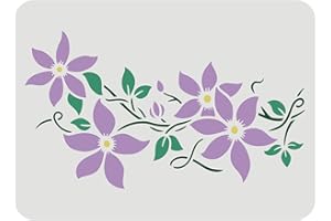 FINGERINSPIRE Clematis Stencil 29.7x21cm Classic Wall Border Flower Stencils Clematis Drawing Painting Stencils Clematis Flower Vine Wall Stencil Plastic Reusable DIY Home Wall Decor Stencil