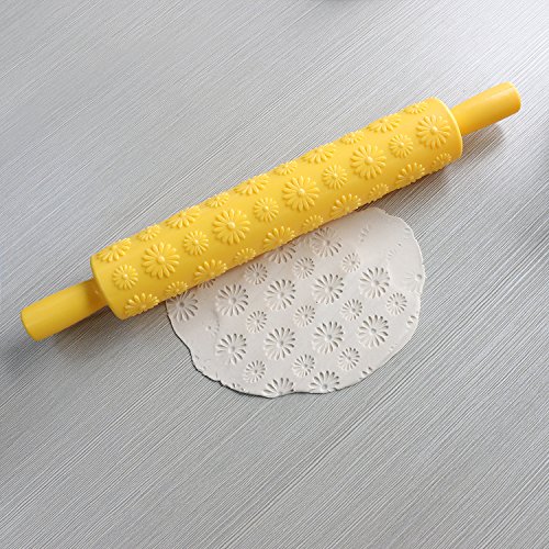 SUNJAS 6tlg Teigrolle Musterrolle Prägerolle Nudelrolle mit Muster Farbenfrohe Tortenverzierung Kunststoff Fondant Kuchen Teig Backen Deko - 8