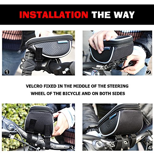 Fahrrad lenkertasche, Ubegood Handyhalter Fahrrad Tasche mit wasserdichte für iPhone 6s Plus/6 Plus/Samsung s7 edge andere bis zu 5,5 Zoll Smartphone - 3