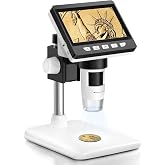Portable Electronic Digital Microscope 4.3 Inch 1080P with 8 Adjustable LED Lights, Professional for Kids/Adults 50-1000X, PC