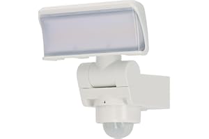 Brennenstuhl LED Strahler mit Bewegungsmelder WS 2050 WP/LED Außenstrahler 20W (1680lm, IP44, 3000K, warmweißes Licht, 180° Erfassungswinkel mit bis zu 10m Reichweite, mit Dämmerungssensor) weiß