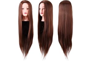 ‎AYNEFY AYNEFY Frisierkopf Echthaar,Trainingsköpfe Für Friseure,Haar Training Kopf Schaufensterpuppe Kopf Synthetische Faser Schaufensterpuppe Kopf Friseur Training Kopf Kosmetologie Puppe Kopf