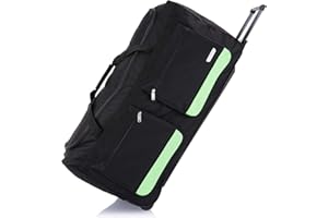 Flymax 40" XXL Extra Large Suitcase Lightweight Wheeled Duffle Bag Holdall Check in Luggage Travel Bag 3.9kg 185L Black