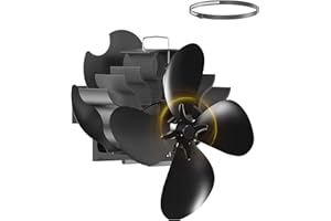ICARE Ventilatore per camino, Ventola per stufa a legna con chip ad alta temperatura, ventola stufa legna silenziosa senza elettricità per camino/forno/tubo
