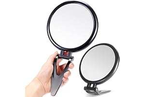 B Beauty Planet Specchio ingranditore manuale a due lati, ingrandimento 20X/1X, specchio portatile con ingrandimento per trucco/viaggio,15,2 cm (Nero)