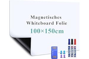 Warasee Pizarra Blanca Magnética Lámina, 100 x 150 cm Pizarra Blanca Adhesiva de Borrado en seco, Whiteboard adecuado Infantil/Familia/Oficina, con Rotuladores Pizarra Blanca, Borrador, Iman