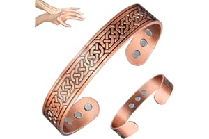 Vicmag Copper Magnetic Bracelet for Men 9 PCS Ultra Strength Magnets Brazaletes 99.99% Solid Pure Copper Cuff Bangles (Adjustable Size with Gift Box) (Ax)