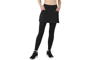 Westkun Gonna Pantalone Padel Donna Gonnellino Completo Tennis da Corsa alla Caviglia Sport Yoga Modesta Leggings con Gonna y Tasche 2 in 1