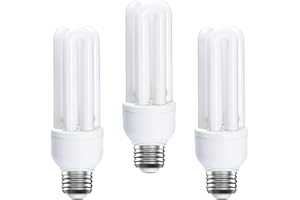 B4U 3 Pack Energy Saving 11W, 11W=60W E27 ES CFL Light Bulbs, Edison Screw CFL Light Bulbs, Compact Fluorescent Light Bulb, Daylight 6400K