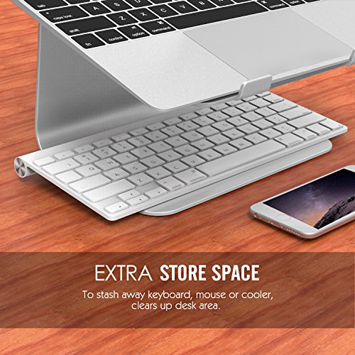 MoKo 12-17 Zoll Laptop Kühler Ständer – Universal Aluminium Notebook Cooler Desktop Halterung Kühlpad Kühlmatte für Apple MacBook, MacBook Pro, Surface Book, Laptop, Notebook, Silber - 4