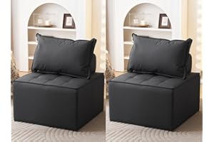 XQIDA DURABLE Divano modulare quadrato,componibile per piccolo appartamento Combinazione fai da te,con due cuscini schienale rimovibili/Adatto per soggiorno/studio/appartamento/Divano pigro cubo,2 PCS/black