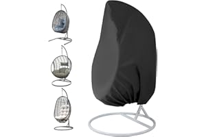 HOMURY Housse de protection pour fauteuil suspendu 190 x 115 cm, imperméable, anti-UV, indéchirable, avec fermeture éclair et cordon de serrage