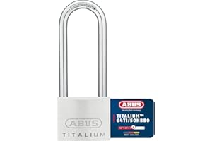 ABUS Titalium 64TI/50HB80 à anse haute - Cadenas de cave avec corps de serrure en aluminium spécial - anse en acier trempé - niveau de sécurité ABUS 6