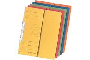 Herlitz Skoroszyt Tekturowy A4 easy.orga | Zestaw 5 sztuk | Okładka Przednia 1/2 A4 Pion | Tektura Optymalnej jakości | Wzmacniana Listwa Zaciskowa Typu B | Optymalny do Pracy Szkoły | Różne Kolory