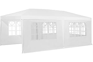 TecTake Garden Gazebo Vivara XL | 6m x 3m with 5 Side Panels Guy Ropes, & Pegs | Water & UV Resistant For Parties, Events & Functions (White)