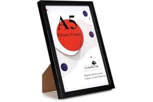 SCHOLAR TREE 1 Pack A5 Frame Black, Wooden A5 Photo Frames, Black Picture Frames 21 X 14.8 cm, A5 Picture Frames with Stand Tabletop or Wall Hanging