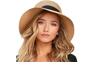 FURTALK Womens Beach Sun Straw Floppy UPF50 Travel Foldable Brim Summer UV Hat