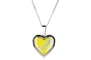 G to J Girls Personalised Name Heart Shaped Mood Locket Pendant Kids Necklace