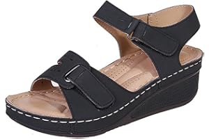 FunAloe Sandals For Women Wedge Summer Ladies Summer Leather Sandal Open Toe Platform Shoes Wedge Sandals For Women Ankle Strap Low Wedge Sandals Platform Boho Shoes Uk Size