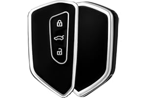 OFF WE GO Funda Carcasa Llave Coche con VW 3 Botones TPU Mando Llave del Coche Compatible con Volkswagen Golf 8 Seat Leon MK4 Tarraco Ateca Skoda Octavia 2020 Cupra Formentor Born, Plata Negra