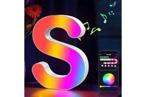 Cpeelsdo Lettere Luminoso APP Controllo, RGB Luci LED di Lettera Alfabeto con USB, Figura a Lettere Luce per Decorazione e Atmosfera, Luci Notturne Scrivania, Compleanni, Matrimoni, Vetrine - S