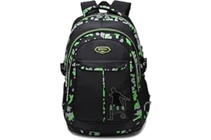 Amythe Mochila Escolar para Niños, Mochila Colegio niño, Mochilas Escolares Viaje de Impermeable Nailon Camuflaje Mochila para Portátil de 15 Pulgadas para de Niños 7 8 9 10-14 años - Verde