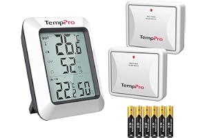 TempPro Trådlös termometer hygrometer inomhus utomhus, 2 sändare