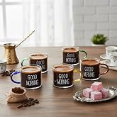 Deconox 6'lı Borosilikat Cam Espresso ve T&uuml;rk Kahvesi Fincanı Seti (90 ml) - D&uuml;z ve R&ouml;lyefli Se&ccedil;enekli Tabaksız Mini Kupa (D&uuml;