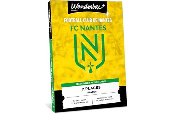 Wonderbox Connect - Coffret Cadeau - FC Nantes - 2 places pour 1 match au choix - Parmi 17 matchs par an, valable pour tous les matchs à domicile - Validité 27 mois