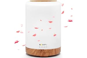 SAIMPU Aroma Diffuser, 300ML Leiser Ultraschall Luftbefeuchter DuftöL Diffuser, Wasserlose Abschaltautomatik, mit 7 Farben LED, BPA-Free Aromatherapie Düfte Humidifier für Raum,Büro,Yoga,Spa,usw
