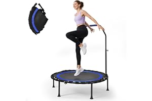 STYPLZ Trampolino da fitness, trampolino pieghevole con impugnatura regolabile in 5 posizioni, basso rumore, massimo 150 kg, trampolino da giardino, per interni ed esterni