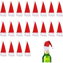 25 Mini Chapeaux De Père Noël En Tissu - Décor De Table, Bouchon De Bouteille, Argenterie, Ornements De Noël Festifs