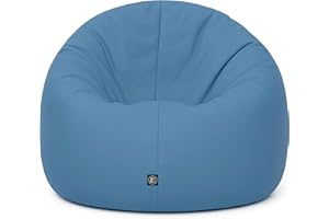 PATCH HOME Patchhome - Pouf 2 in 1, cuscino da pavimento, poltrona a sacco da gaming, per adulti e bambini, con imbottitura (Ø 145 cm, grigio-azzurro)
