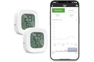 Brifit Thermometer Hygrometer, 2 Stück Bluetooth Thermo-Hygrometer mit Smart App-Steuerung, Thermometer Innen mit Hohen Genauigkeit, Export-funktion für Innenraum, Gewächshaus, Büro, Weinkeller
