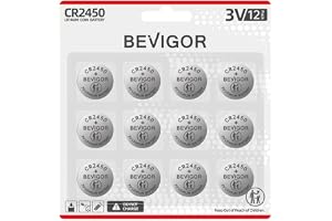 Bevigor 2450 Batterie Kompatibel mit Fitnessgeräten CR2450 Lithium 3V Münzbatterie für Kindersicherheit, Auto Alarm, pas