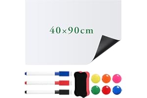 TUFA Papier Magnétique Tableau Blanc 90 * 40cm Adhesif Mural Effacable - Film Autocollant pour l'École, Bureau, Famille