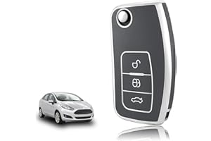 TOOMUME Key Case TPU Car Key Case Fits Ford Fiesta Focus Mondeo Tourneo Ecosport Galaxy Kuga Falcon Fusion Escort Ka B-Max Key Cover Protective Key Case - Flip Key