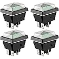 Heschen Rocker Switch ON-OFF DPST 4 Terminals Green Light 16A 250VAC With Waterproof Cover (4)