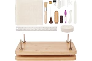 OLYCRAFT Kits de Reliure de Livres Fournitures de Reliure Ensemble D'Outils de Démarrage de Reliure de Livres avec Outil de Presse de Livre en Bois Tissu en Coton Règle en Tissu Dé à Coudre