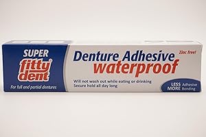 FittyDent - Adesivo per protesi protette, 39,7 g, senza zinco, 12 ore di potenza, buon rapporto qualità-prezzo, 1 x al giorno, miglioriamo la qualità della vita