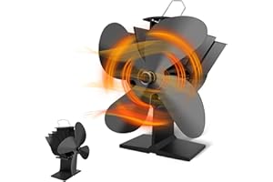 E EASTSTORM EEASTSTORM Wood Stove Fan Log Burner Fan Silent，Log Burner Accessories，Fireplace Accessories，Fire Fan Small 4 Blades Wood Burner Eco Fans Friendly Circulation for Wood/Log Burner/Fireplace