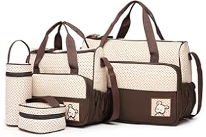 just4baby 5pcs Baby Nappy Changing Bags Set in Brown