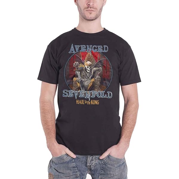 T-Shirt Homme Avenged Metal Band - 100% Coton, Manches Courtes, Logo Deathbat Et Motif Rock Vintage
