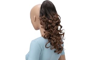 ‎CAISHA CAISHA by PRETTYSHOP 40cm Haarzopf Lily Haarteil mit Butterflyklammer Pferdeschwanz Haarverlängerung Voluminös Gewellt Ombré Braun Mix H144