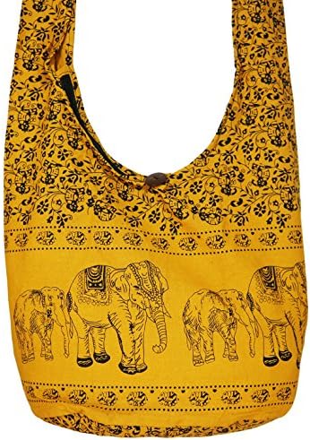 Rosina's Hippie Boho New Elephant Crossbody Bohemian Gypsy Sling Shoulder "Large Size" (F Yellow)