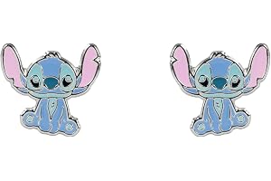 Disney Stitch stiftörhängen, En storlek, silverpläterad mässing, Ingen ädelsten