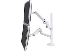 ERGOTRON LX Dual Stacking Arm Tall Pole - Montage sur Bureau pour 2 écrans LCD - Aluminium - Blanc - Taille d'écran : jusqu'à 40 Pouces